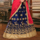 Traditional mid night blue coloured soft lehanga with thread work